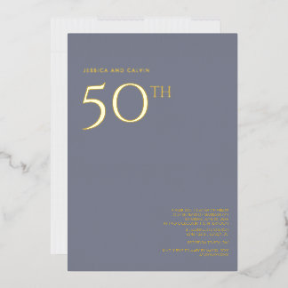 Einladung zum 50. Hochzeitstag in Staubblau