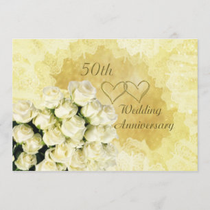 Einladung zum 50. Hochzeitstag mit Rose