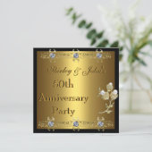 Einladung zum 50. Hochzeitstag Party Gold (Stehend Vorderseite)