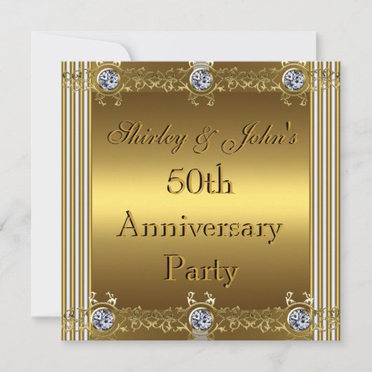 Einladung zum 50. Hochzeitstag Party Gold (Vorderseite)