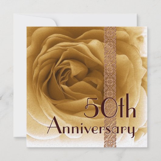 Einladung zum 50. Jahrestag - GOLD-Rose (Vorderseite)