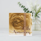 Einladung zum 50. Jahrestag - GOLD-Rose (Stehend Vorderseite)