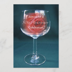 Einladung zum 50-jährigen Jubiläum Wineglass Rose