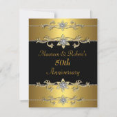 Einladung zum 50. Jubiläum Elegantes Schwarzes Gol (Vorderseite)