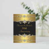 Einladung zum 50. Jubiläum Elegantes Schwarzes Gol (Stehend Vorderseite)