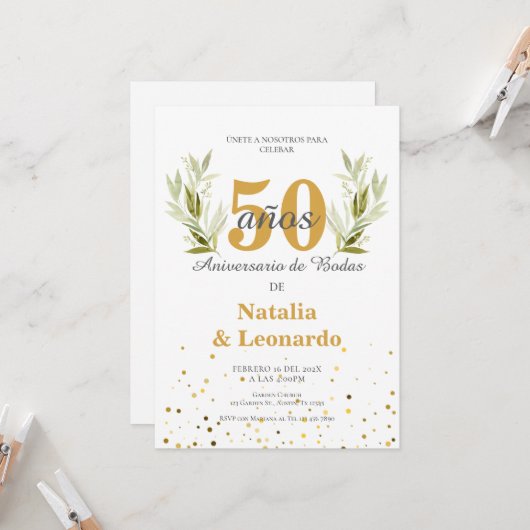 Einladung zum 50. Jubiläum in Spanisch (Vorderseite/Rückseite Beispiel)