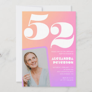 Einladung zum 52. Geburtstag mit rosa Farbverlauf 