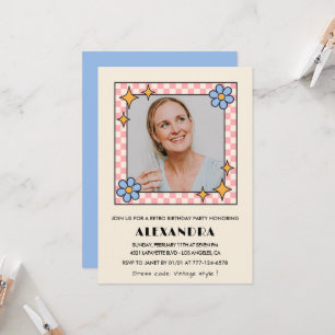 Einladung zum 55. Geburtstag Retro Groovy Blue Blu