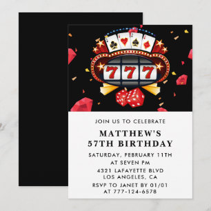 Einladung zum 57. Geburtstag Casino Poker Spielkar