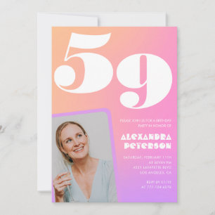 Einladung zum 59. Geburtstag mit rosa Verlauf Retr