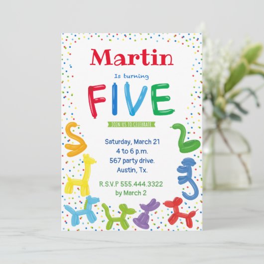 Einladung zum 5. Geburtstag (Stehend Vorderseite)