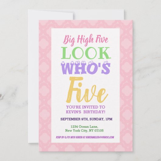 Einladung zum 5. Geburtstag (Vorderseite)