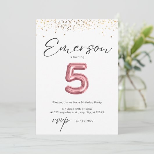 Einladung zum 5. Geburtstag (Stehend Vorderseite)