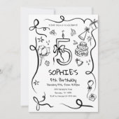 Einladung zum 5. Geburtstag, Handgezeichnet 5. Geb (Vorderseite)