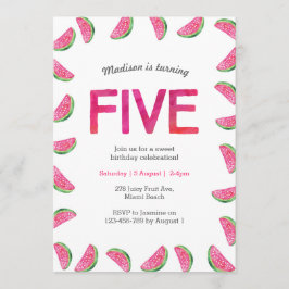 Einladung zum 5. Geburtstag | Rosa Wassermelone