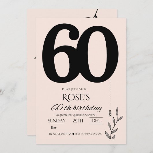 Einladung zum 60. Geburtstag (Vorne/Hinten)