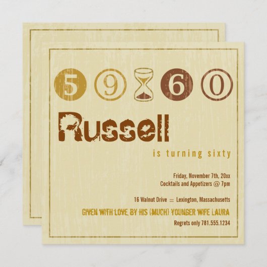 Einladung zum 60. Geburtstag - Anpassen (Vorne/Hinten)