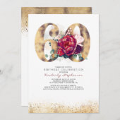 Einladung zum 60. Geburtstag - Burgunder Rot und G (Vorne/Hinten)