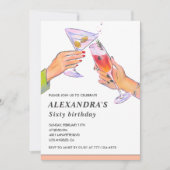 Einladung zum 60. Geburtstag Cocktail Party Chic (Vorderseite)