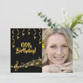Einladung zum 60. Geburtstag Foto Schwarze Goldgla (Stehend Vorderseite)