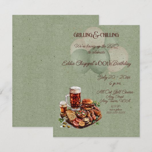 Einladung zum 60. Geburtstag mit Crawfish Boil (Vorne/Hinten)