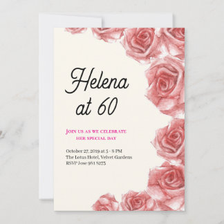 Einladung zum 60. Geburtstag mit Vintage-Rosen