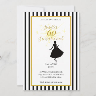 Einladung zum 60. Geburtstag Schwarz & Gold