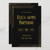 Einladung zum 60. Geburtstag - Schwarz & Gold | el (Vorne/Hinten)
