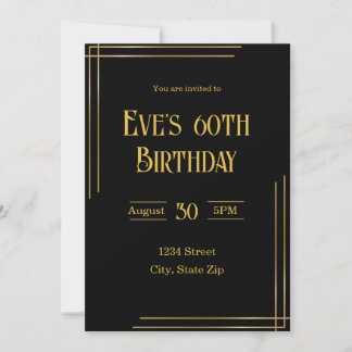 Einladung zum 60. Geburtstag - Schwarz & Gold | el