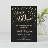 Einladung zum 60. Hochzeitstag - Black & Gold (Stehend Vorderseite)