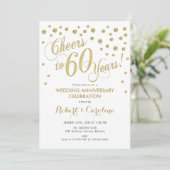 Einladung zum 60. Hochzeitstag - Gold & Weiß (Stehend Vorderseite)