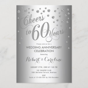 Einladung zum 60. Hochzeitstag - Silberweiß