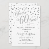 Einladung zum 60. Hochzeitstag - Silberweiß (Vorne/Hinten)