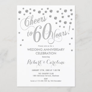 Einladung zum 60. Hochzeitstag - Silberweiß