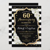 Einladung zum 60. Jubiläum - Schwarz-weiß Gold (Vorne/Hinten)