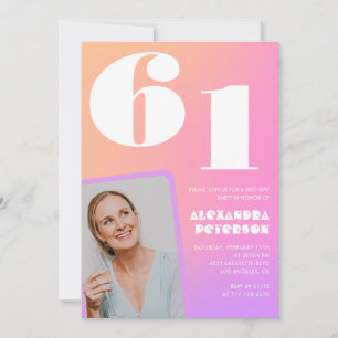 Einladung zum 61. Geburtstag mit rosa Farbverlauf 