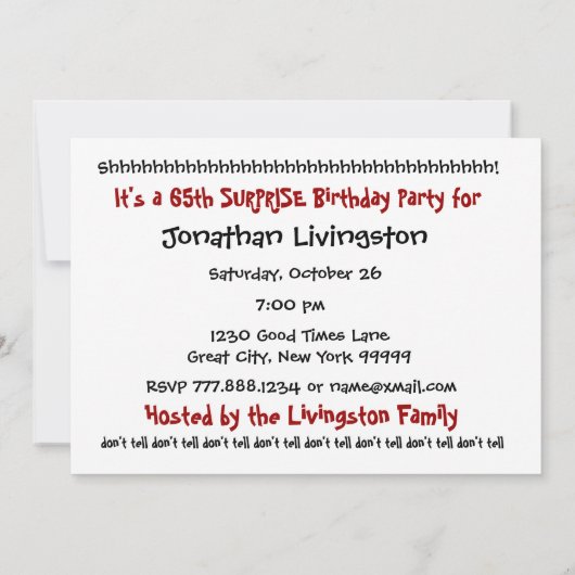 Einladung zum 65. Geburtstag (Rückseite)