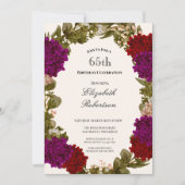 Einladung zum 65. Geburtstag mit Herbstblumenrand  (Vorderseite)