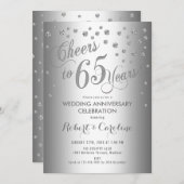 Einladung zum 65. Hochzeitstag - Silberweiß (Vorne/Hinten)