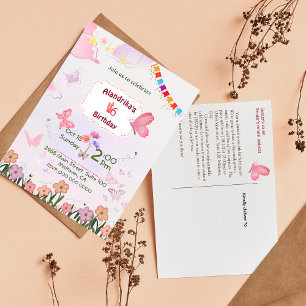 Einladung zum 6. Geburtstag mit Schmetterlingsmoti Postkarte