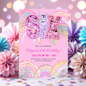 Einladung zum 6. Geburtstag Regenbogen