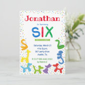 Einladung zum 6. Geburtstag von Tierballons (Stehend Vorderseite)