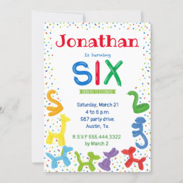 Einladung zum 6. Geburtstag von Tierballons