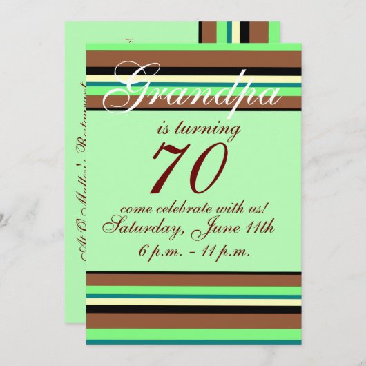 Einladung zum 70. Geburtstag (Vorne/Hinten)