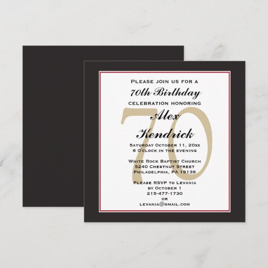 Einladung zum 70. Geburtstag (Vorne/Hinten)