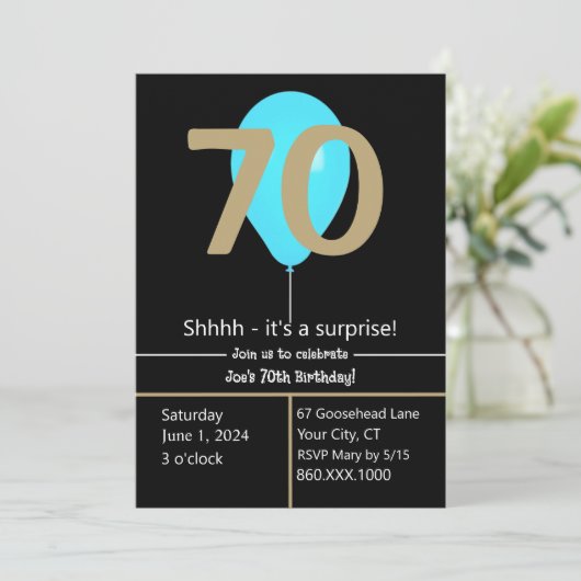 Einladung zum 70. Geburtstag (Stehend Vorderseite)