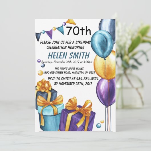 Einladung zum 70. Geburtstag (Stehend Vorderseite)