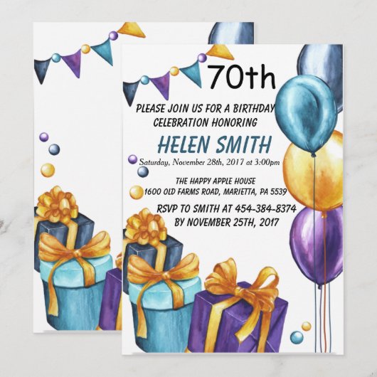 Einladung zum 70. Geburtstag (Vorne/Hinten)