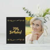 Einladung zum 70. Geburtstag Foto Schwarze Goldgla (Stehend Vorderseite)