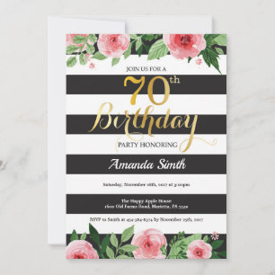 Einladung zum 70. Geburtstag für Frauen. Florales